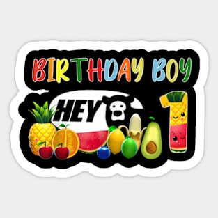 1St Birthday Boy 1 Year Old Fruit Birthday Hey Bear Sticker